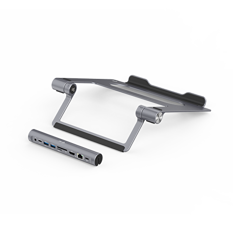 iTec chladicí kovová podložka (až do 15.6”) s USB-C Dokovací stanicí (Pow.Del.100W)