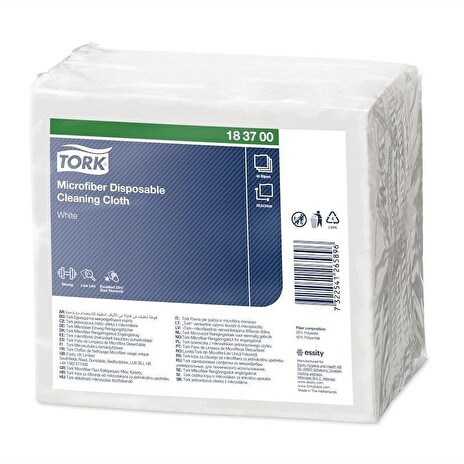 Utěrka Tork jednorázová, čisticí z mikrovlákna 29,5 x 34 cm, bílá – 40 ks