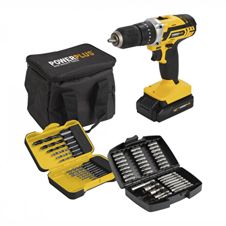 Aku vrtačka Powerplus POWX00840 s příklepem + 53 ks příslušenství