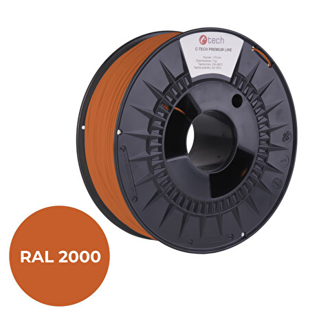C-TECH tisková struna PREMIUM LINE ( filament ) , ASA, žlutooranžová, RAL2000, 1,75mm, 1kg