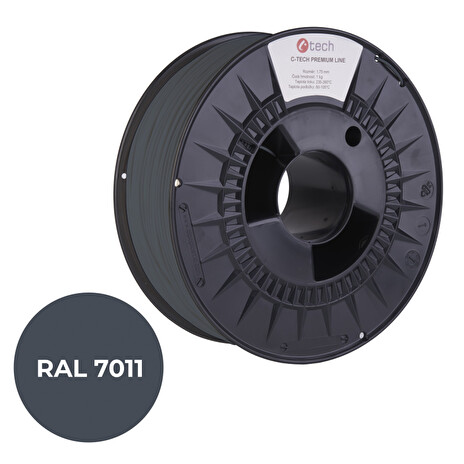 C-TECH tisková struna PREMIUM LINE ( filament ) , PETG, ocelová šedá, RAL7011, 1,75mm, 1kg