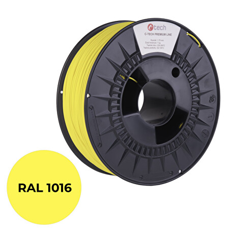 C-TECH tisková struna PREMIUM LINE ( filament ) , PLA, sírová žlutá, RAL1016, 1,75mm, 1kg