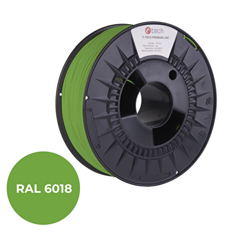 C-TECH tisková struna PREMIUM LINE ( filament ) , PLA, zelenožlutá, RAL6018, 1,75mm, 1kg
