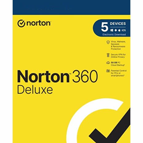 NORTON 360 DELUXE 50GB +VPN 1 uživatel pro 5 zařízení na 2 roky