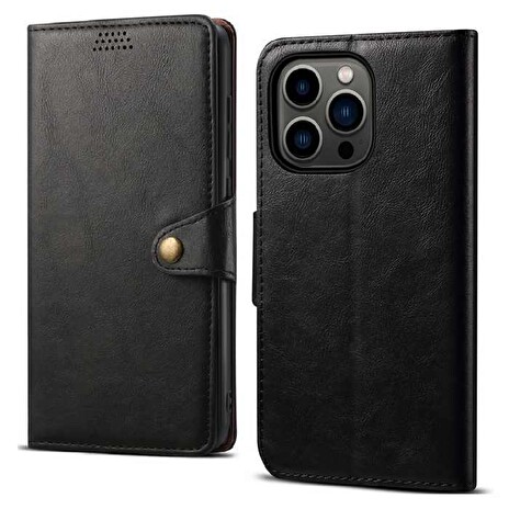 Lenuo Leather flipové pouzdro pro iPhone 14 Pro Max, černá