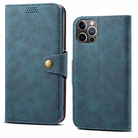 Lenuo Leather flipové pouzdro pro iPhone 14 Pro Max, modrá