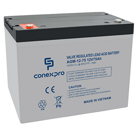 Baterie Conexpro AGM-12-75 VRLA AGM 12V/75Ah, T14