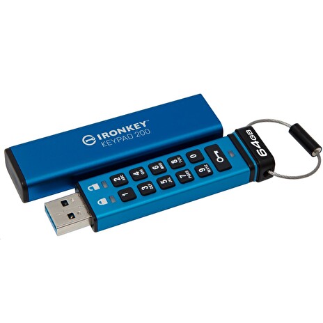 Kingston flash disk 64GB IronKey Keypad 200, FIPS 140-3 Lvl 3 (Pending) AES-256 Encrypted