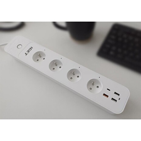 Smart prodlužovací kabel 3 zásuvky 1,5m iGET Home Power 4 USB WiFi