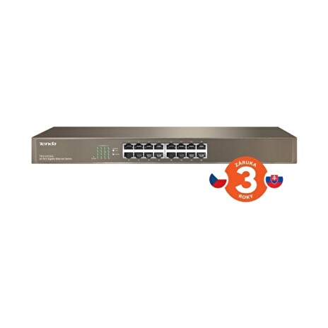Tenda TEG1016G - 16-port Gigabit Ethernet Switch, 10/100/1000 Mbps, Fanless, Rackmount, Kov