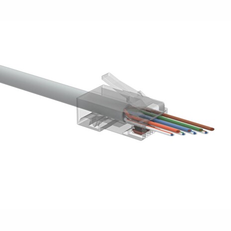 Univerzální EASY konektor RJ45 CAT6 UTP 8p8c na drát i licnu SXRJ45-6-UTP-EASY