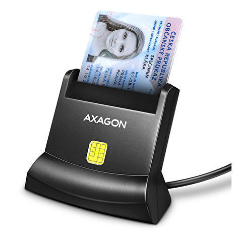 AXAGON CRE-SM4N, USB-A StandReader čtečka kontaktních karet Smart card (eObčanka), kabel 1.3m