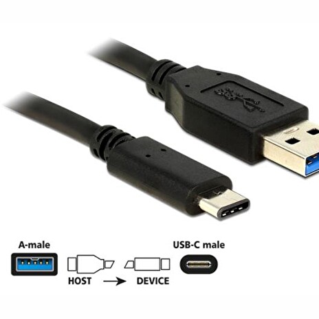 Delock Kabel SuperSpeed USB 10 Gbps (USB 3.1, Gen 2) Typ A samec > USB Type-C™ samec 1 m černý