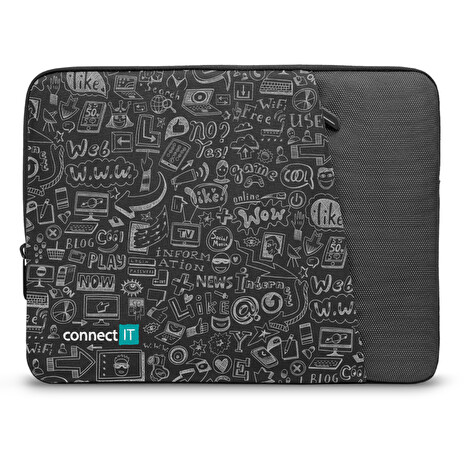 CONNECT IT Doodle pouzdro pro notebook 15.6", ČERNÉ