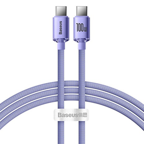 Baseus CAJY000605 Crystal Shine Series Datový Kabel USB-C - USB-C 100W 1,2m Purple