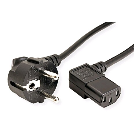 C-TECH Kabel síťový 2m 220/230V napájecí, lomený, VDE