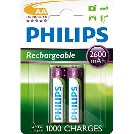 Philips dobíjecí baterie AA 2600mAh, NiMH - 2ks