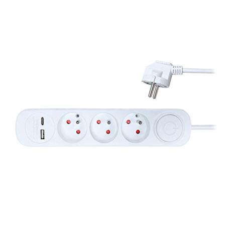 Prodlužovací kabel 3 zásuvky 2m SOLIGHT PP111USBC