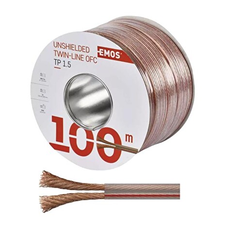 Dvojlinka nestíněná 2x1,5mm průhledná, 100m
