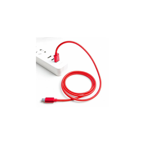 Crono kabel USB 2.0 - microUSB 1m, červený, premium