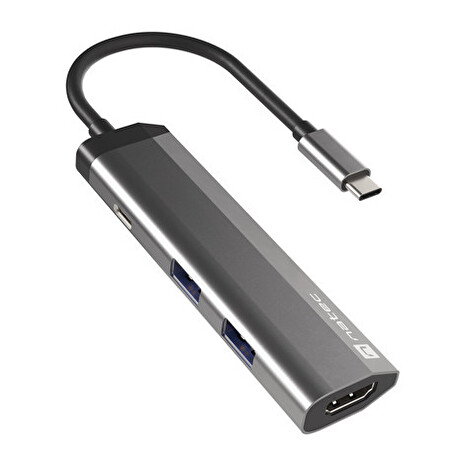 Natec multiport adaptér FOWLER SLIM HUB 4v1, 2X USB 3.0 HUB, HDMI 4K, USB-C PD