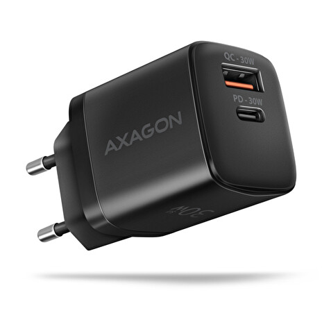AXAGON ACU-PQ30, Sil nabíječka do sítě 30W, 2x port (USB-A + USB-C), PD3.0/PPS/QC4+/SFC/AFC/Apple