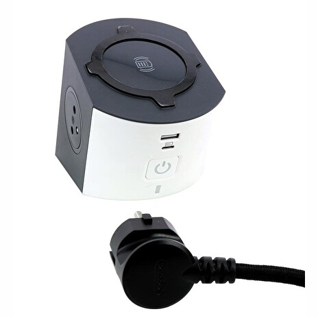 LEGRAND Revolution zásuvkový blok 2x2P+T/USB A+C s indukční nabíjecí plochou, bílo-šedá