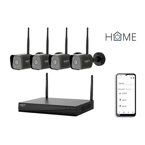 iGET HOME NVR N4C4 - CCTV bezdrátový Wi-Fi set 2K+ rozlišení, 4CH NVR + 4x kamera se zvukem a IR