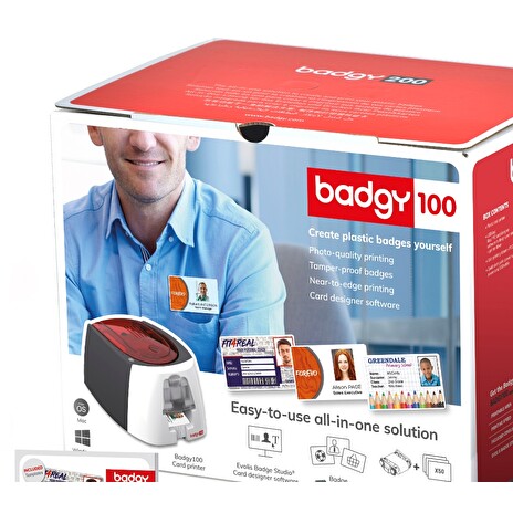 BADGY 100, Card Printer, barevná tiskárna karet, podavač, výstupní zásobník, USB