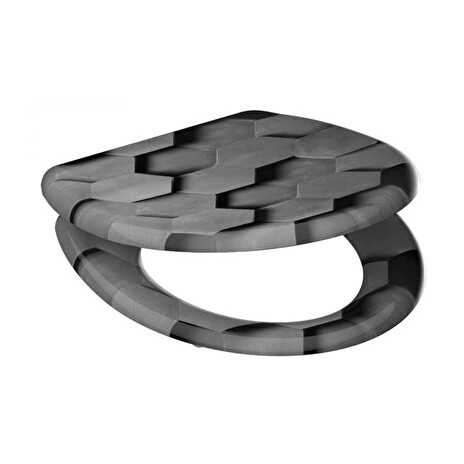 WC sedátko SCHÜTTE Grey Hexagons Soft Close
