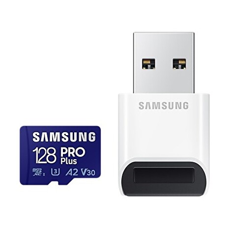 Samsung/micro SDXC/128GB/180MBps/USB 3.0/USB-A/Class 10/+ Adaptér/Modrá