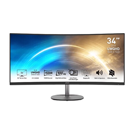 MSI Pro/MP341CQ/34"/VA/3440x1440/100Hz/1ms/Black/2R