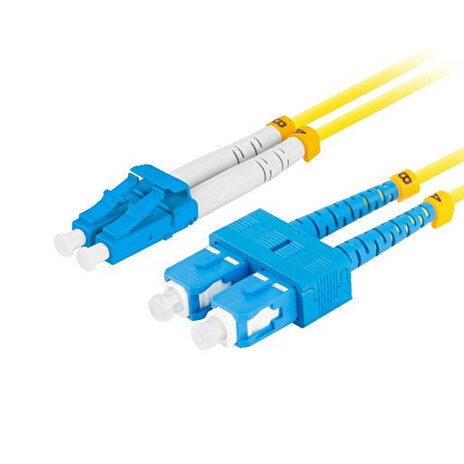 LANBERG optický patch cord SM SC/UPC-LC/UPC duplex 5m LSZH G657A1 průměr 3mm, barva žlutá