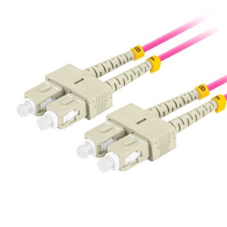 LANBERG optický patch cord MM SC/UPC-SC/UPC duplex 5m LSZH OM4 50/125 průměr 3mm, barva magenta
