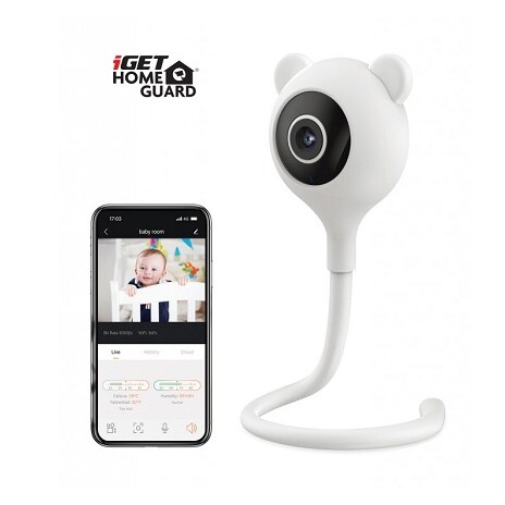iGET HOME HGWIP816 - Wi-Fi IP kamera dětská chůvička, měření teploty, detekce pláče