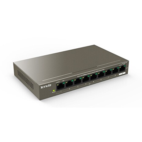 Tenda TEF1109P-8-63W PoE AT Switch 63Watt, 9xRJ45 Switch s 8xPoE 802.3at, 10/100Mb/s