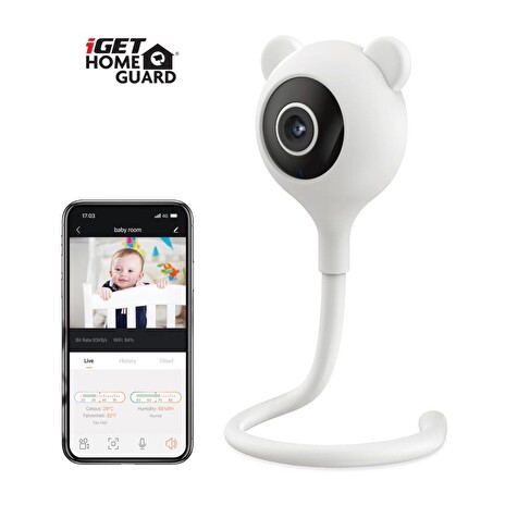 iGET HGWIP816 - WiFi chůvička, kamera FullHD, měření teploty a vlhkosti, noční vidění, melodie