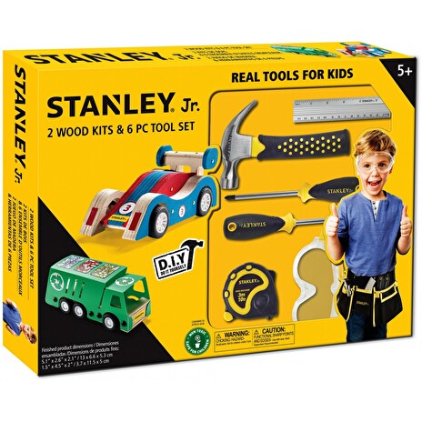 Sada Stanley Jr. U003-K02-T06-SY, 2 autíček a 6 kusů nářadí