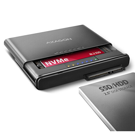 AXAGON ADSA-CC USB-C 10Gbps - NVMe M.2 SSD & SATA 2.5"/3.5" SSD/HDD CLONE MASTER 2