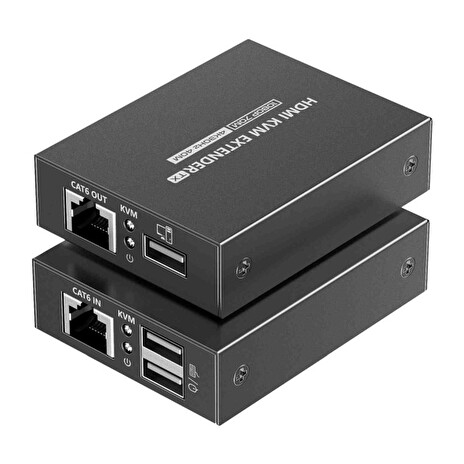 PremiumCord HDMI KVM extender 4K a FULL HD 1080p na 70m s přenosem USB