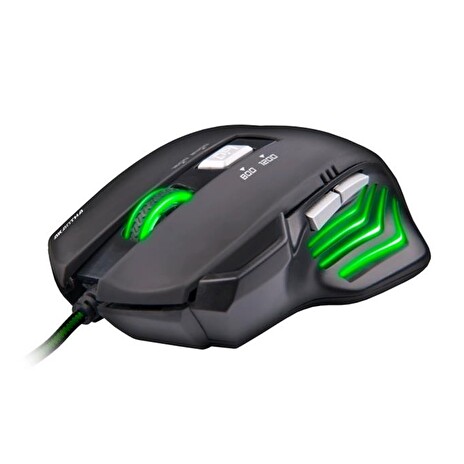 C-TECH herní myš Akantha (GM-01G), herní, zelené podsvícení, 2400DPI, USB