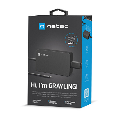 Nabíječka Natec GRAYLING 45W USB-C pro notebooky, tablety, smartphony