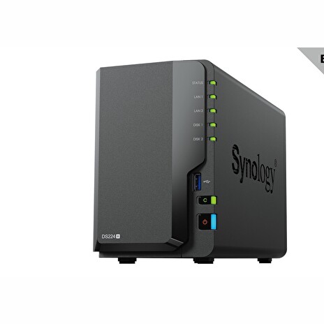 Synology DiskStation DS224+, 2-bay NAS, CPU QC Celeron J4125 64bit, RAM 2GB, 2x USB 3.2, 2x GLAN