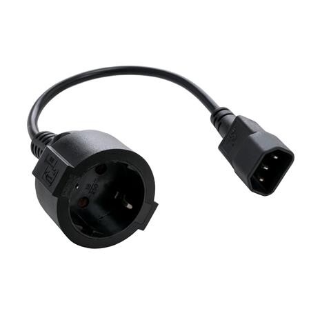 Kabel C-TECH síťový adaptér C14 (M) -> schuko (F), 15 cm