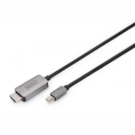 Digitus 8K@60Hz. M/M; mini DP na HDMI; kabeový adaptér Alu Pouzdro; Černý; 1m