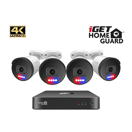 iGET HGNVK88504 - Kamerový UltraHD 4K PoE set, 8CH NVR + 4x IP 4K kamera, zvuk, SMART W/M/Andr/iOS