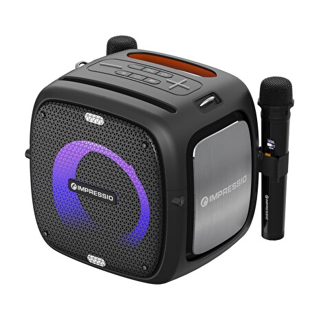 C-TECH repro Impressio Qubis, Party reproduktor, 80W, Bluetooth, SD, USB, AUX, 2x mikrofon