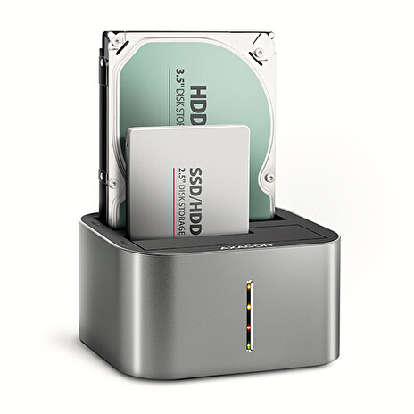 AXAGON ADSA-DC, USB-C 5Gbps - 2x SATA 6G 2.5"/3.5" SSD/HDD CLONE DUAL dokovací stanice