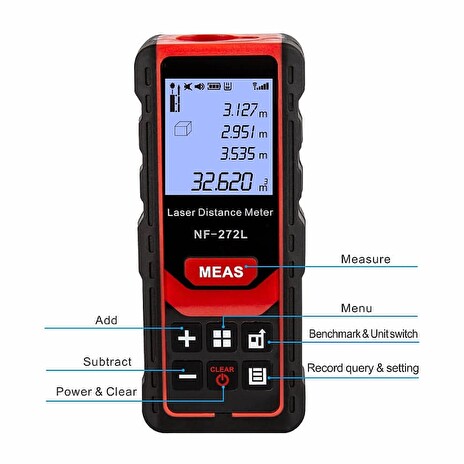 W-star Laserový metr vzdálenosti WSNF272L, vzdálenost do 80m, objem, plocha, hlas