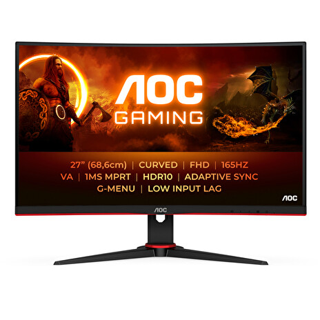 AOC LCD herní C27G2E 27" zakřivený VA/1920x1080@165Hz/1ms/250cd/VGA/2xHDMI/DP/VESA